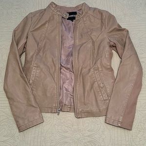Express Faux Leather Jacket, Tan, Size Medium